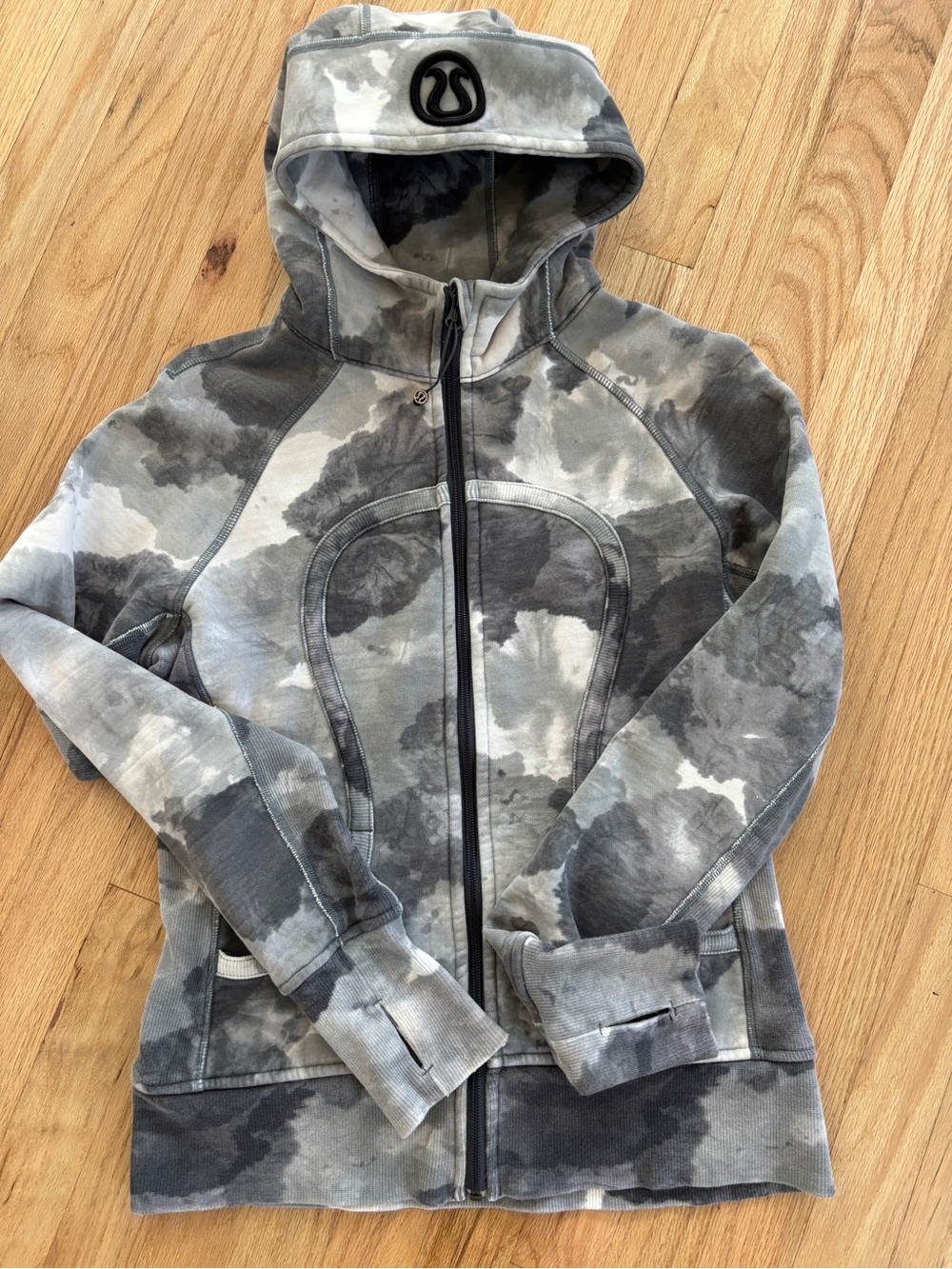 lululemon Gray Tie-Dye Zip-Up Hoodie